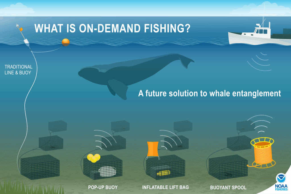 NOAA FIsheries ropeless on demand fishing gear graphic